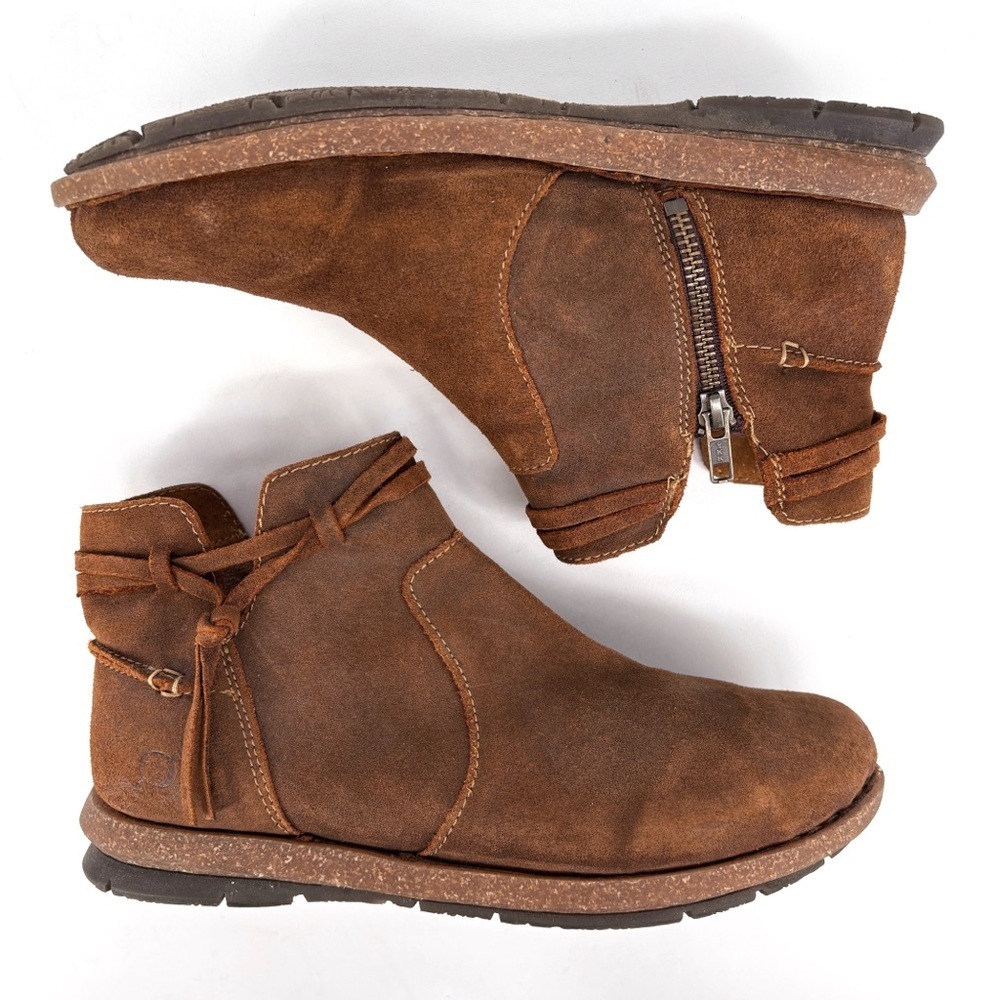 BORN Wynter Strappy Brown Leather Ankle Boots 10 - Picture 8 of 14